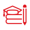 Career path icon with hat, pencil, and graduate cap