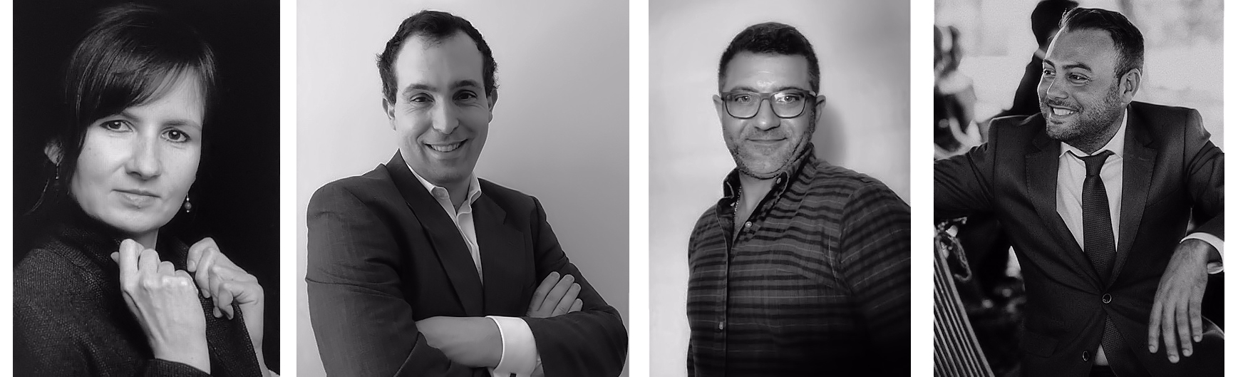 A photo of the record to report team in the global business services. From left to right there is Kasia, David, Vitor and Nuno
