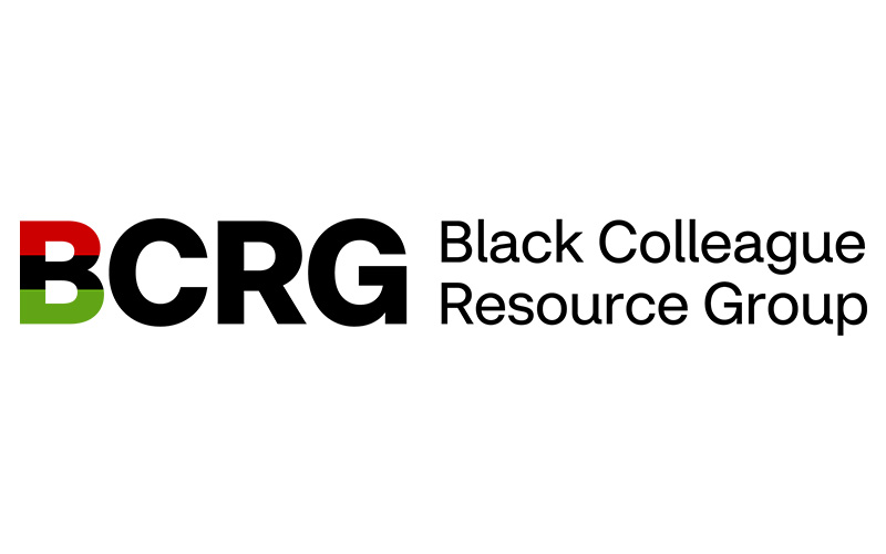 Logo of the Black Colleague Resource Group (BCRG). The letters "BCRG" are in bold with "B" in black, "C" in red, "R" in black, and "G" in green. To the right, the full name "Black Colleague Resource Group" is written in black text.