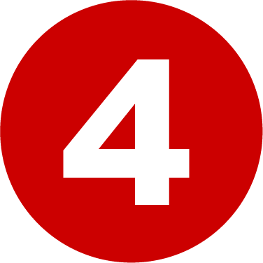 A white number 4 is centered on a red circular background.