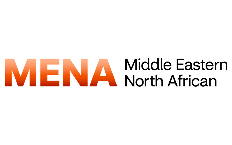 A logo displaying the text "MENA" in large orange gradient letters, followed by "Middle Eastern North African" in smaller black letters on a white background.