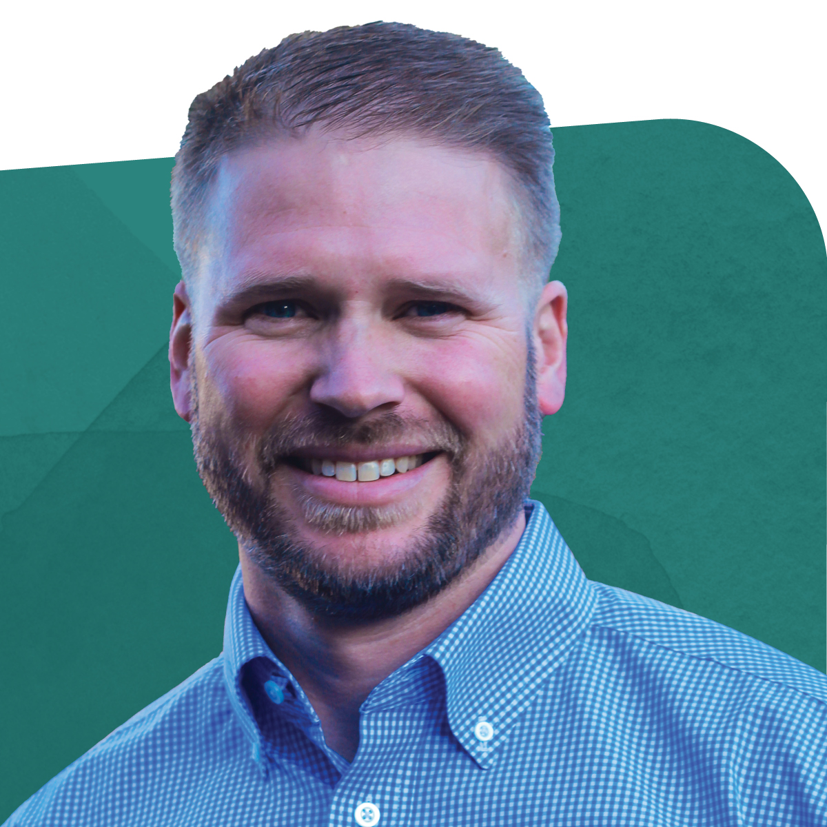 Patrick Murphy, Area Manager at ChemTreat, smiling against a teal background