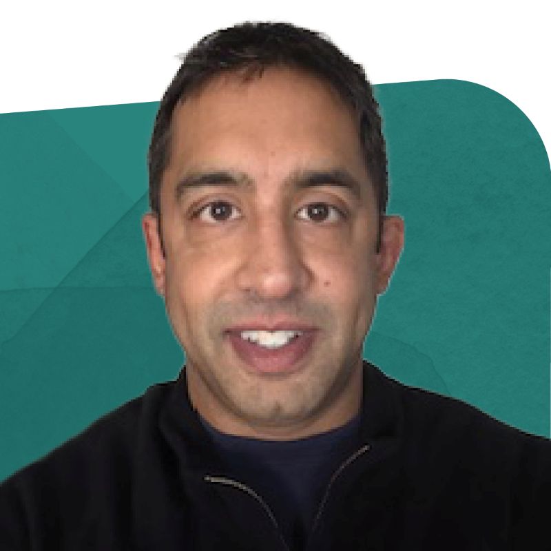 Samir Patel, Digital Training and Adoption Manager, smiling against a teal background