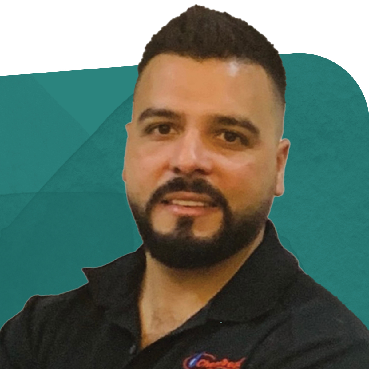 VIctor Merino, Global Corporate Account Manager at ChemTreat, smiling against a teal background