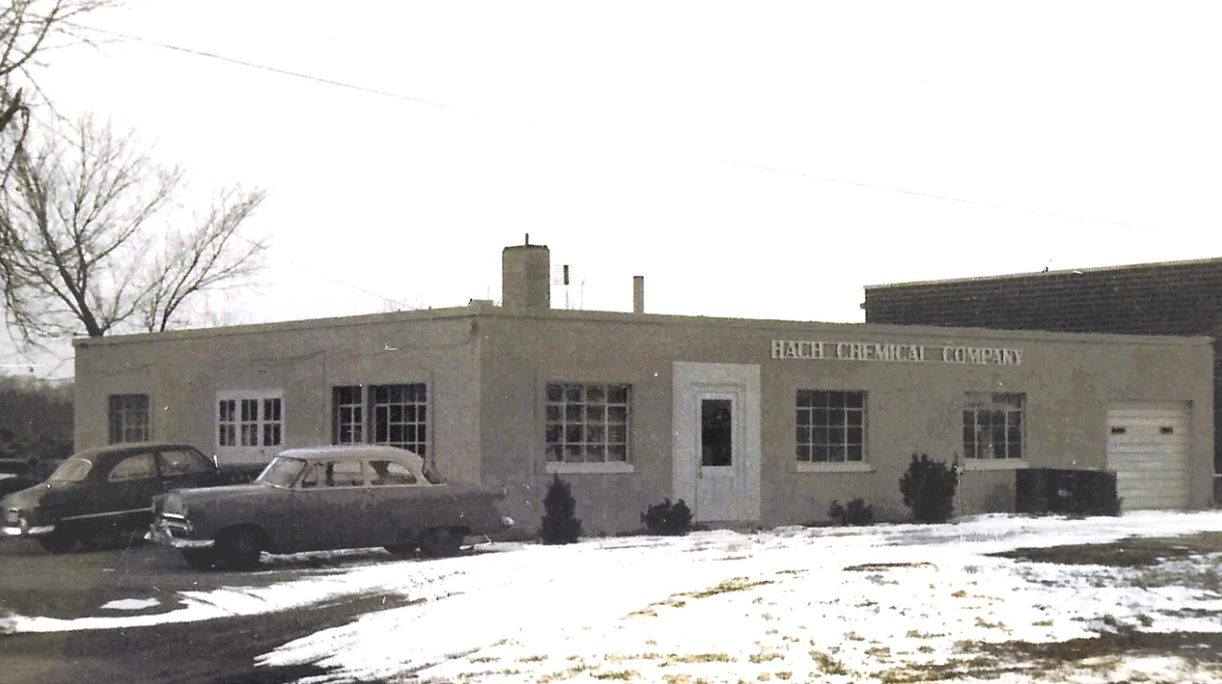 Vintage photo of Hach Chemical company from the 1940s