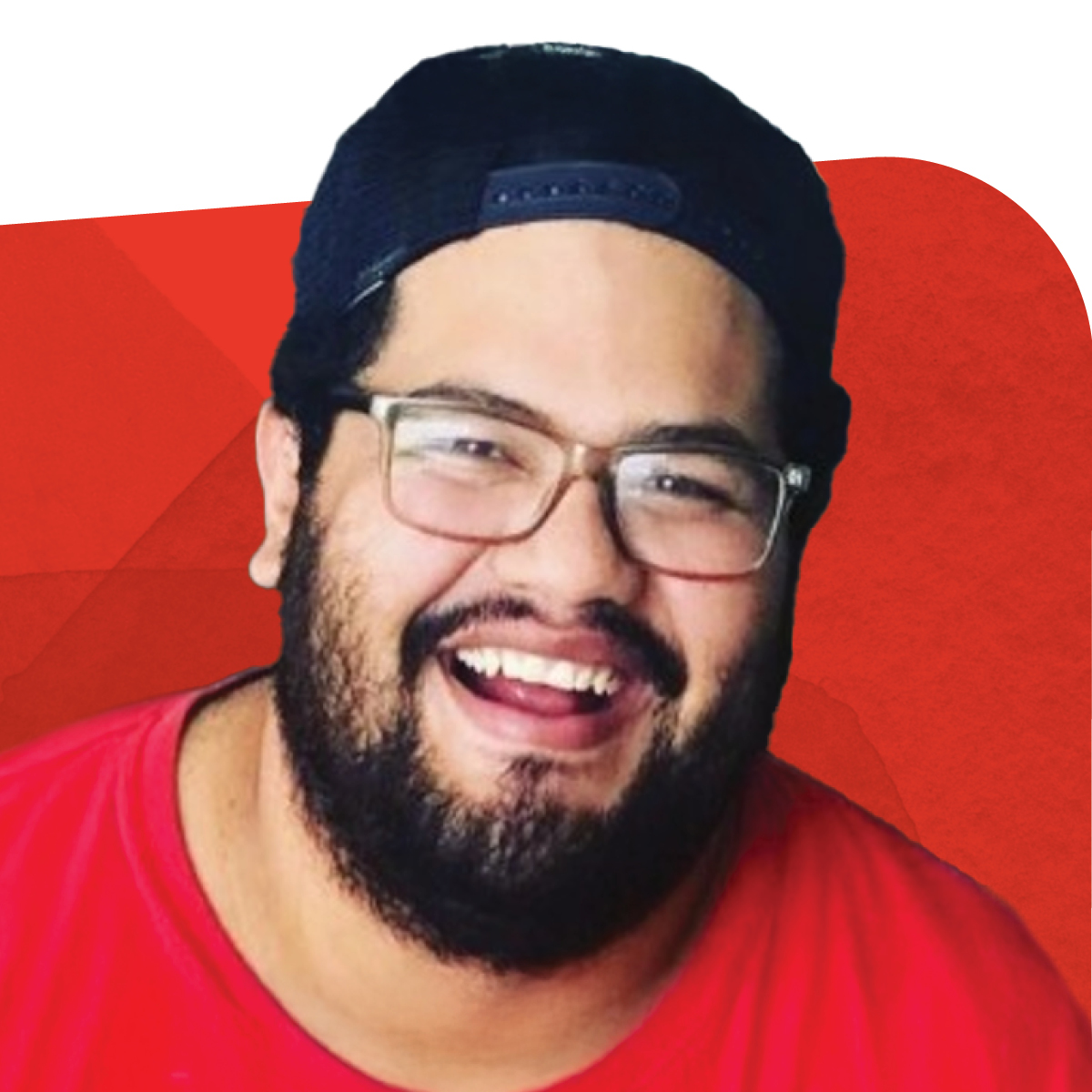 Alvaro Ramirez Iraheta, Verification Specialist, smiling against a red background 