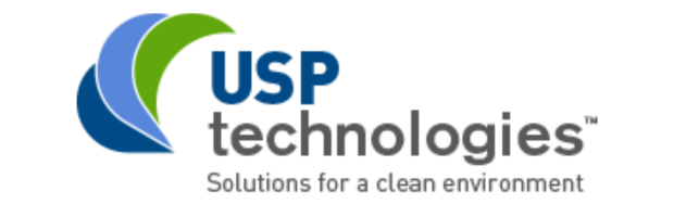 Blue and green USP Technologies logo with the text "Solutions for a clean environment"