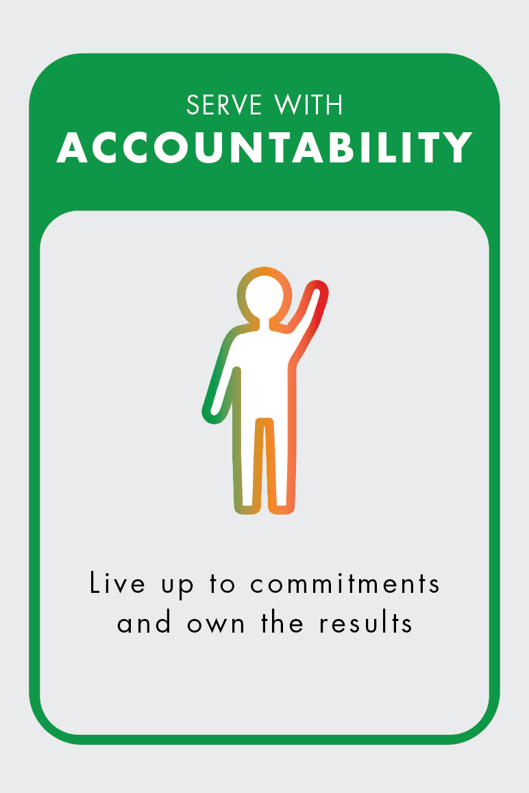 Serve with Accountability. Live up to commitments and own the results.