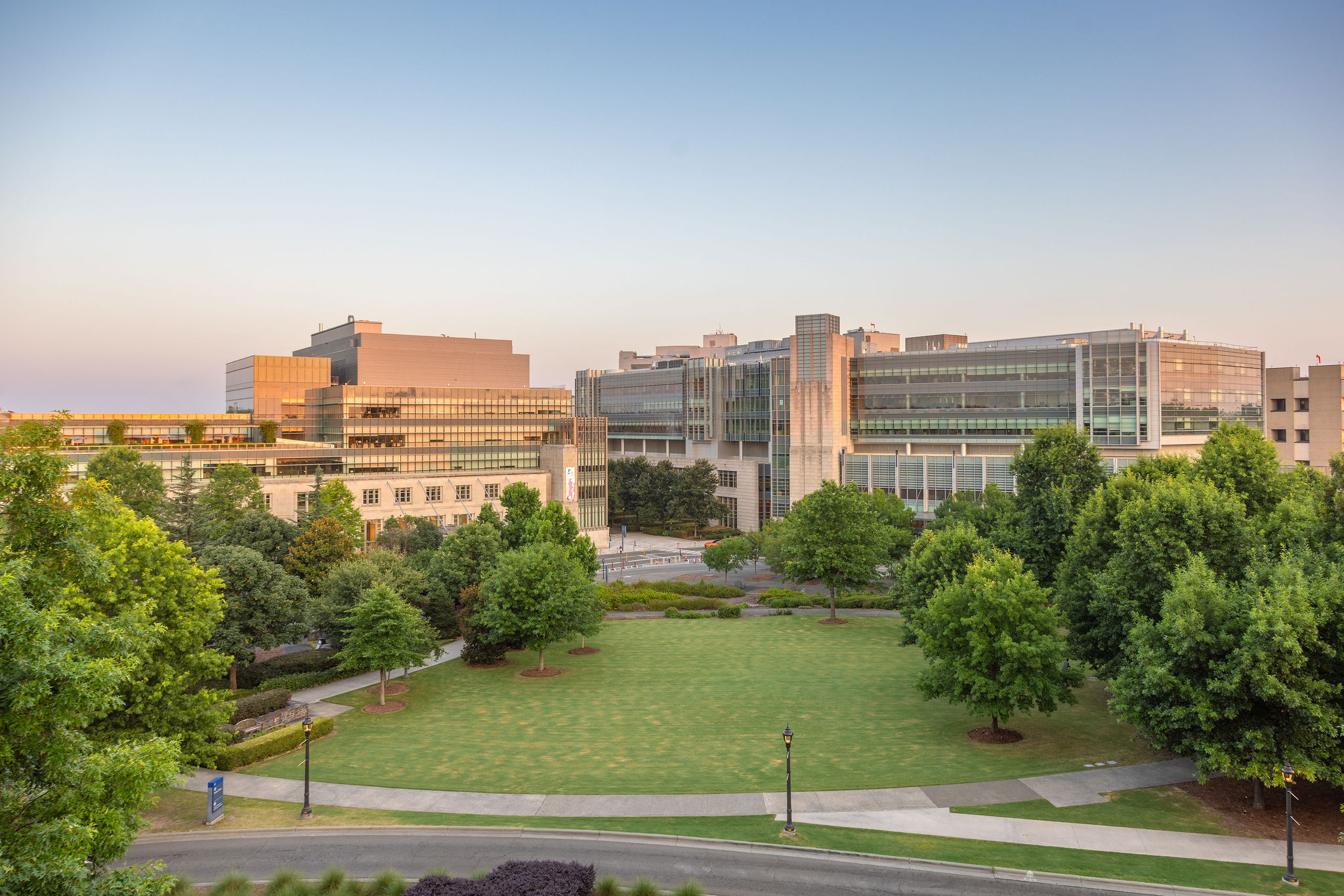 Duke University Hospital campus at sunrise. 