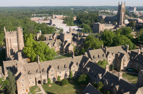 Aerial image of the Duke University campus. 