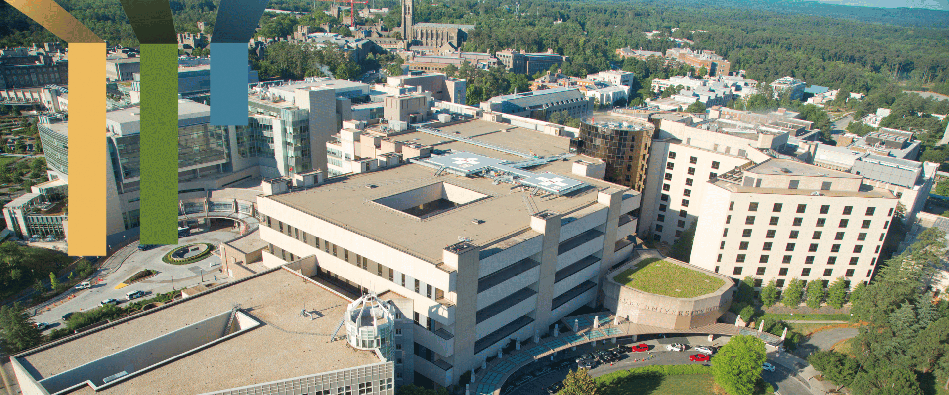 Aerial view of the Duke University Hospital campus.