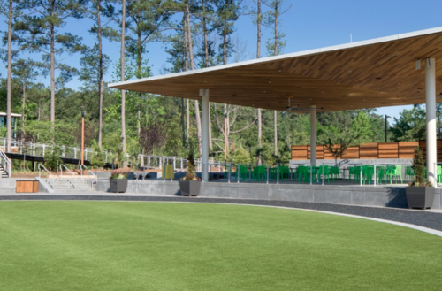 Outdoor view and green space of Alexandria amenity park.