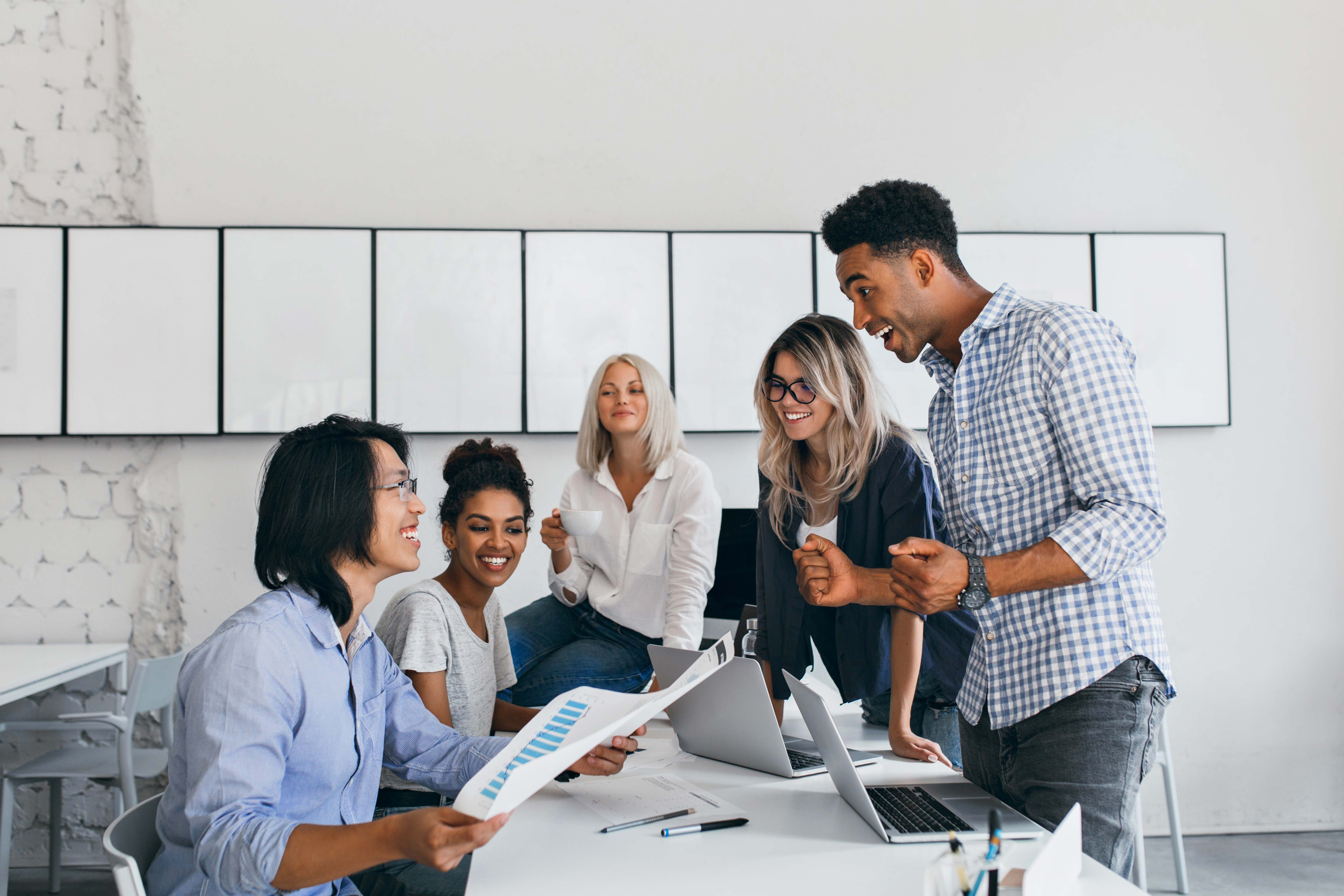 Group of employees working together