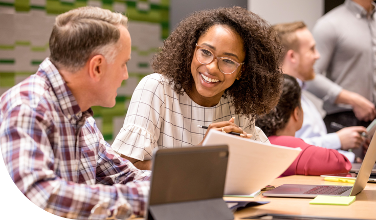 Associates collaborating with one another