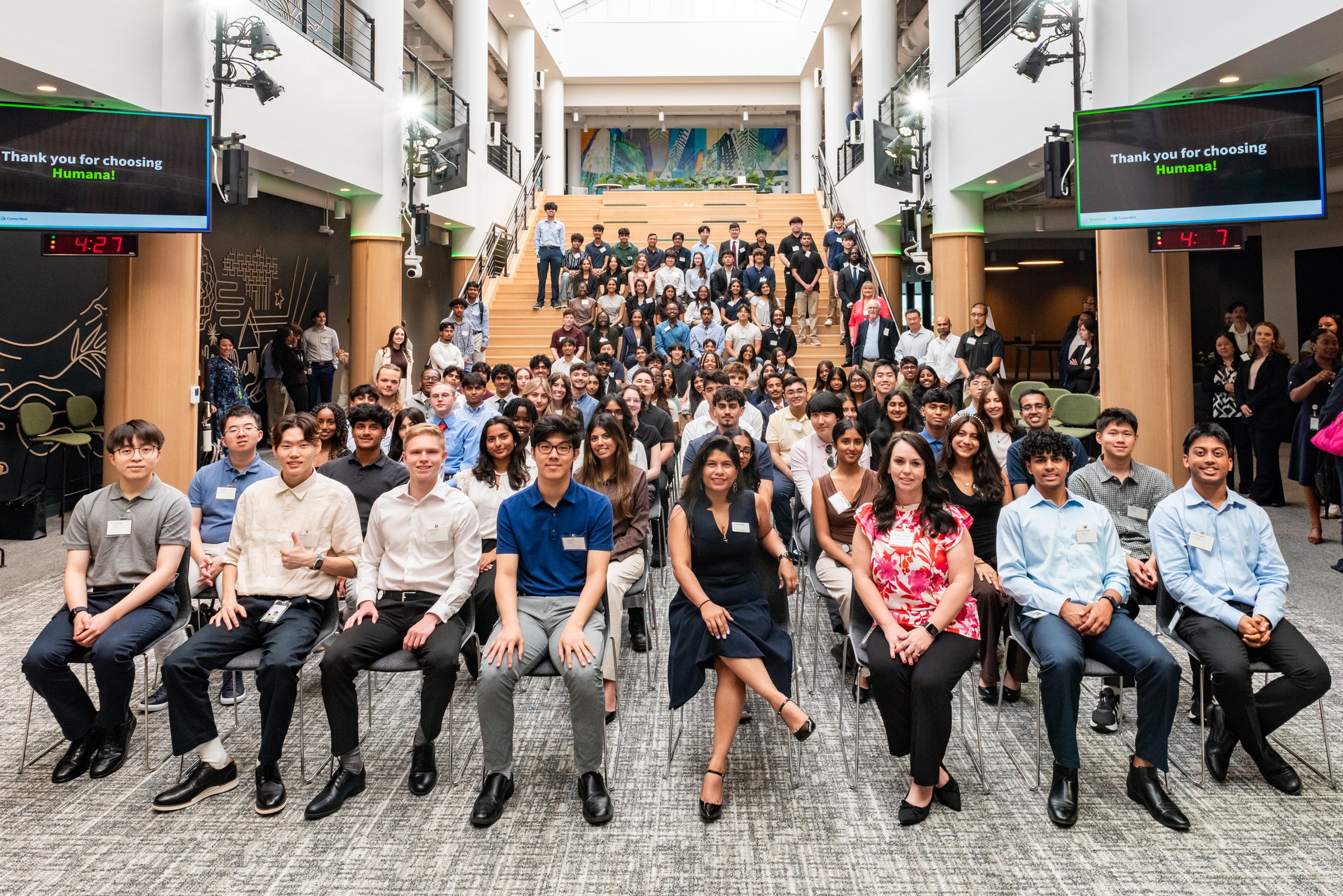 Large group of Humana interns at Humana's corporate office