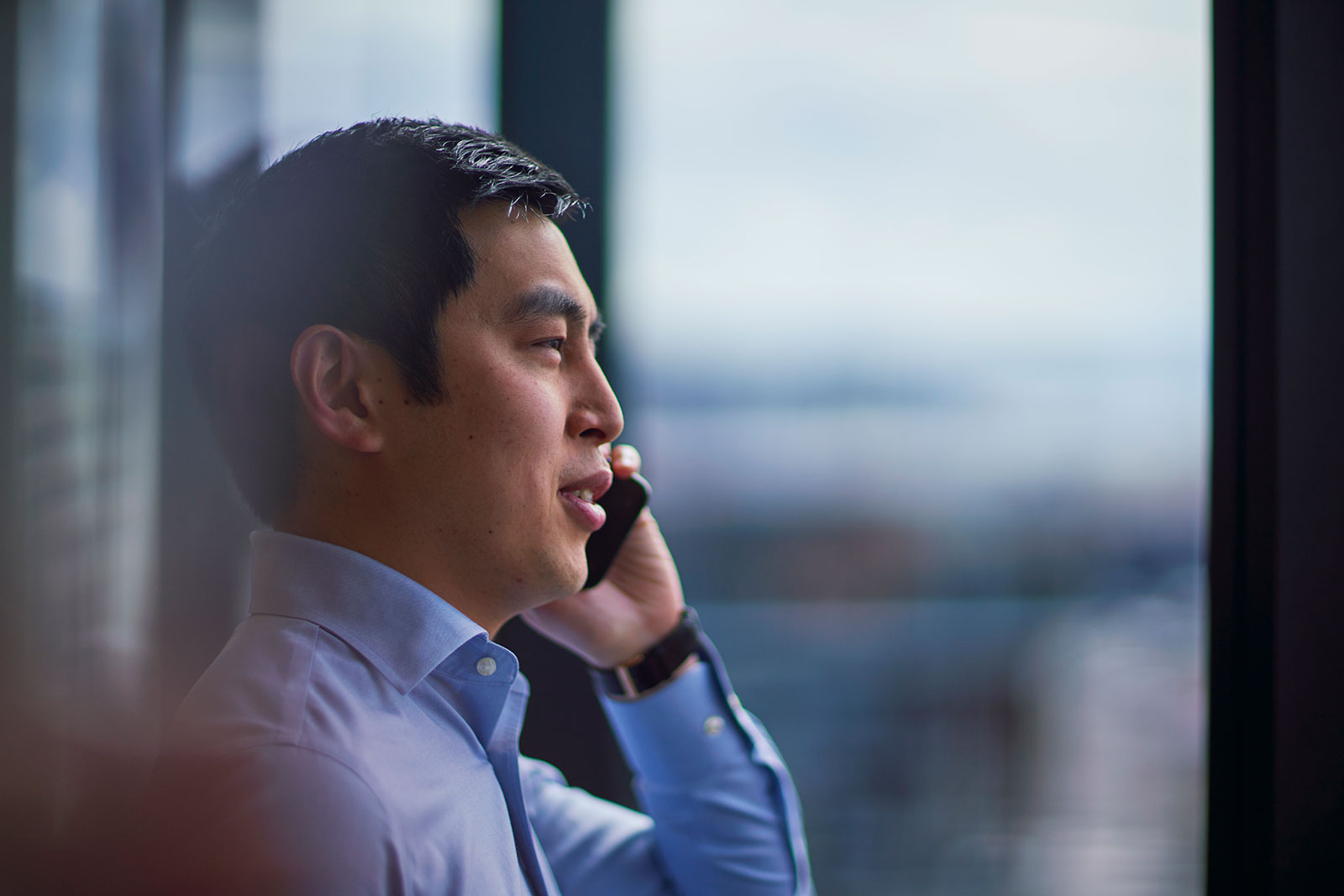 Finance employee on the phone