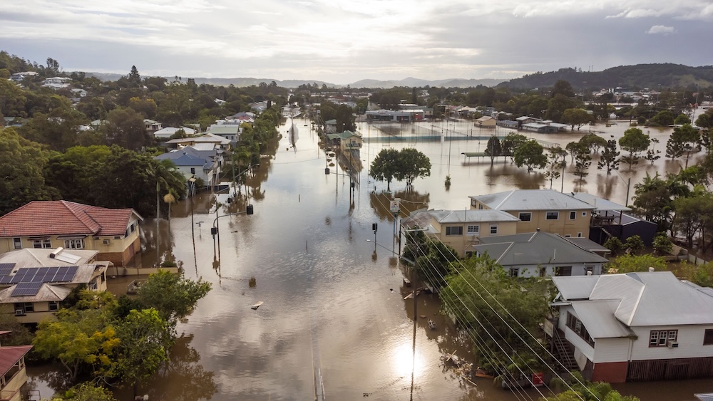 Flooded street in Lismore