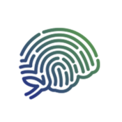 Blue and green brain logo