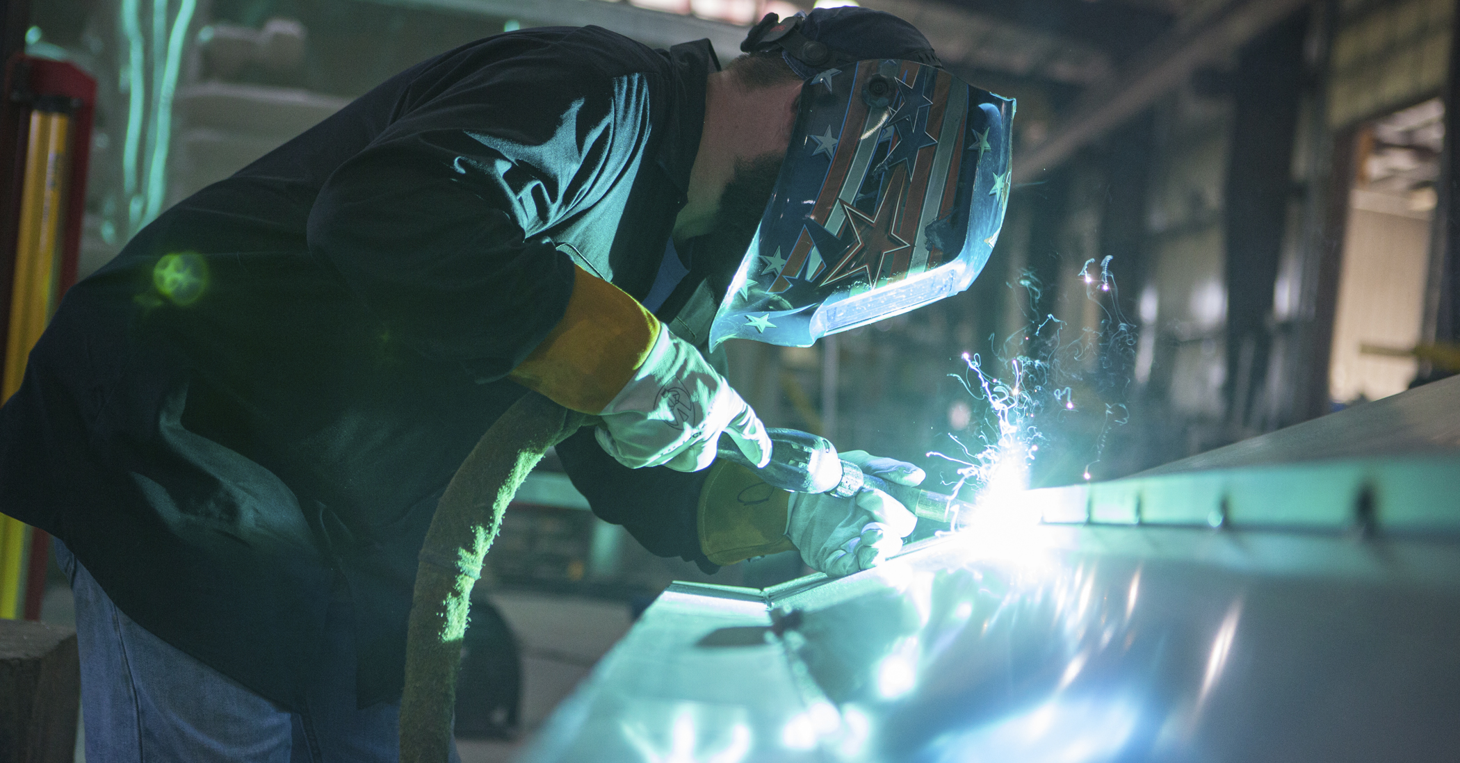 Metal Shark Boat being welded