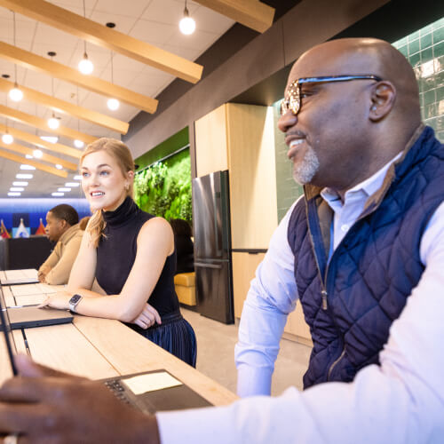 Lowe's associates having a meeting at the corporate HQ