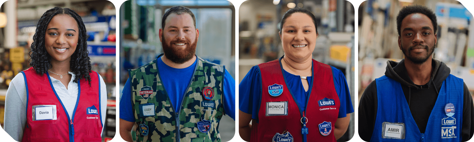Collage of happy, smiling Lowe's associates