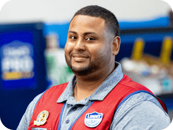 Bilingual Lowe's store associate working in the PRO department