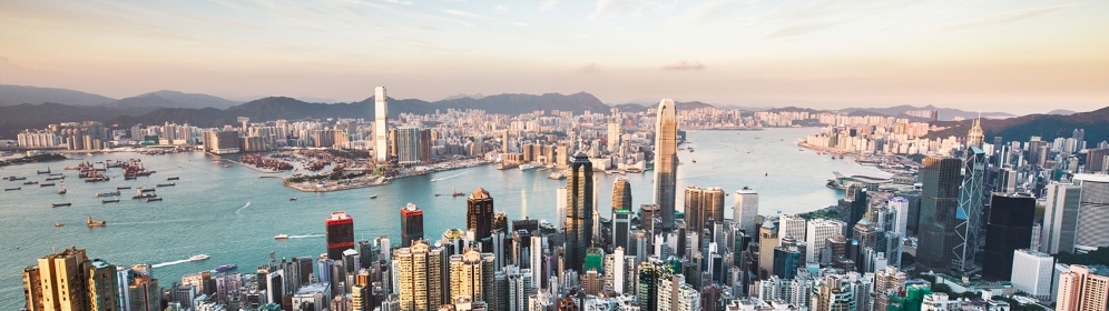 Hong Kong skyline during a sunrise