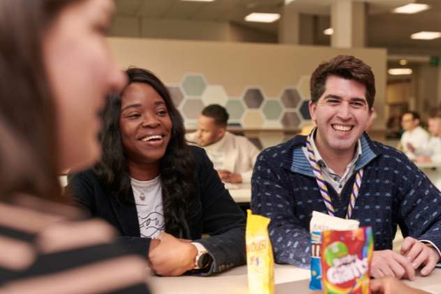 A group of Associates laughing together at a table