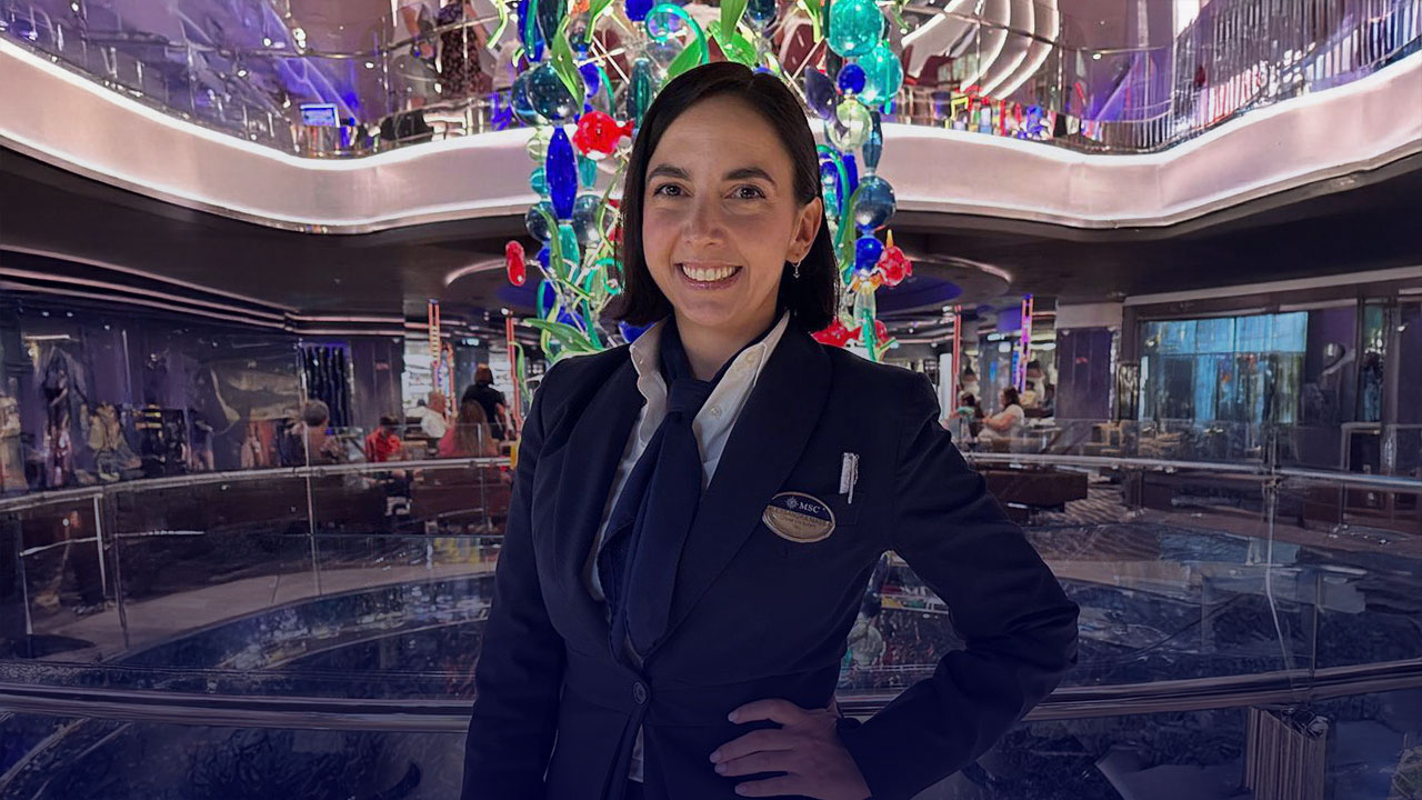 Alessandra, MSC Cruises Cruise Consultant, sharing her career journey from guest to crew member