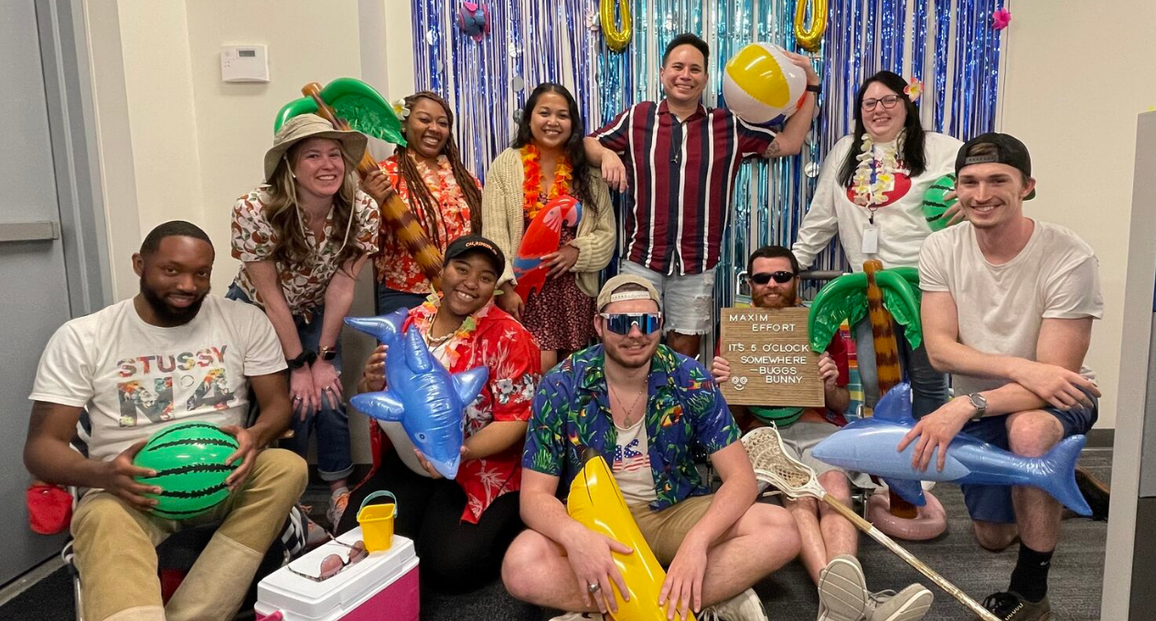 HQ FS team takes a group photo during spirit week