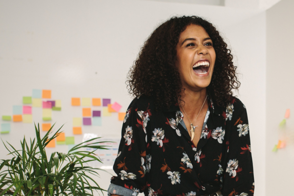 woman happy in work