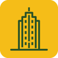 Corporate building blue icon