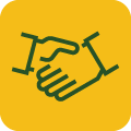 Shaking hands green icon