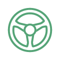 Green driving wheel icon