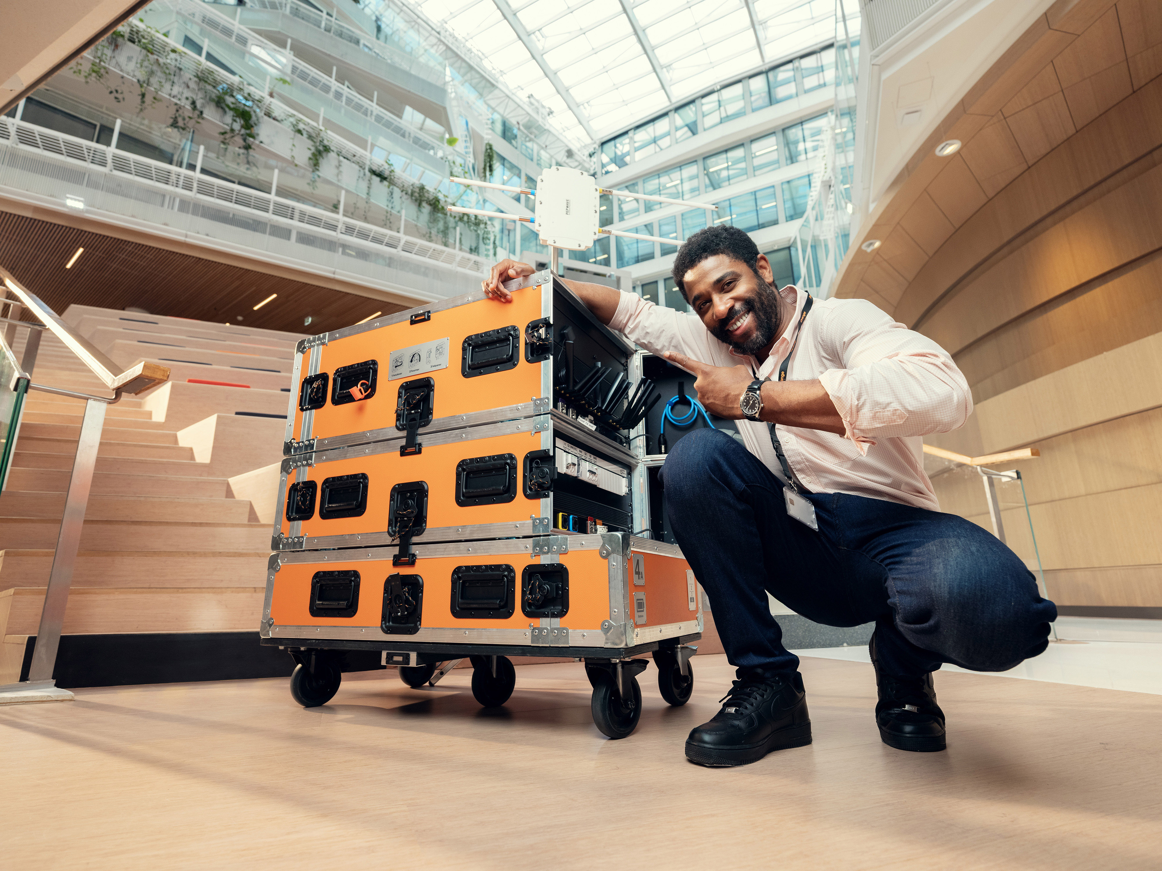 An employee in Orange’s offices