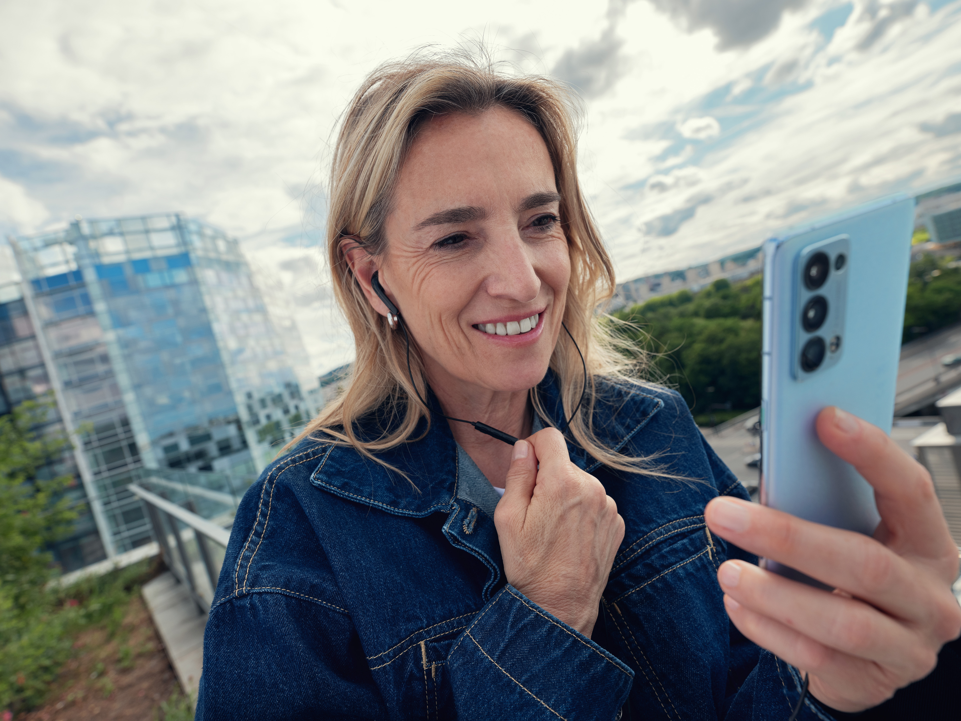 A woman making a video call