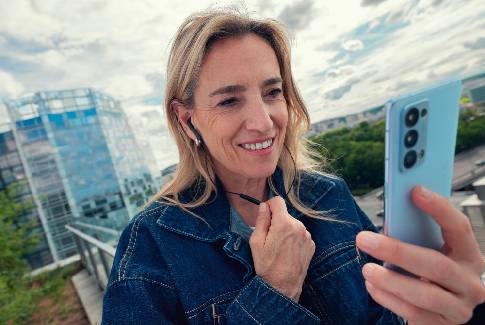 A woman making a video call