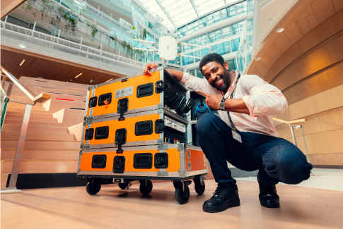 An employee in Orange’s offices