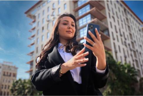A woman using her smartphone