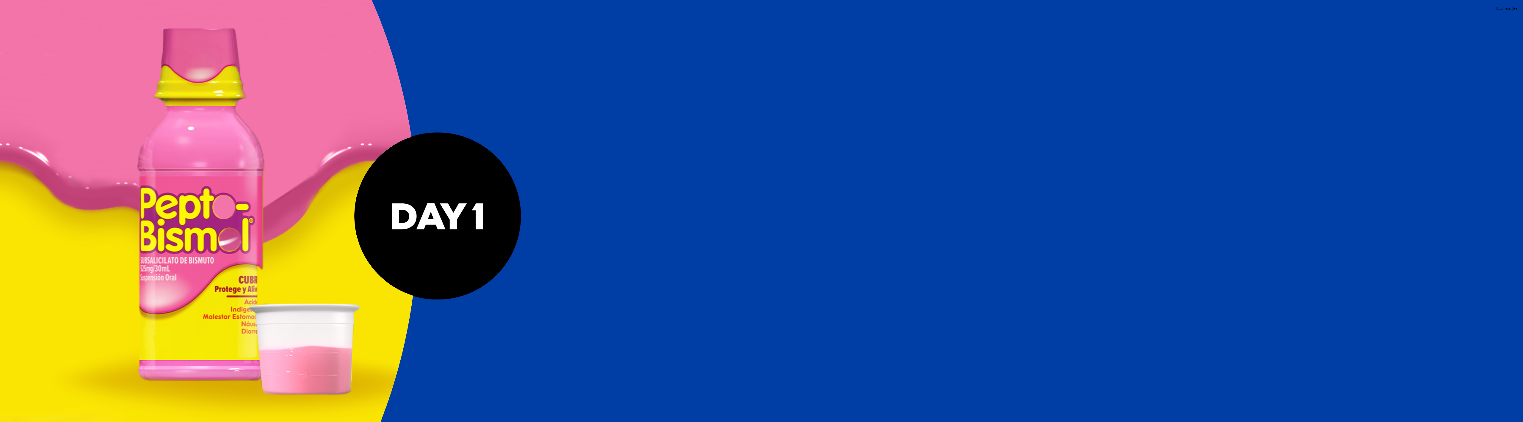 picture of a p and g brand: peptobismol and the day one logo