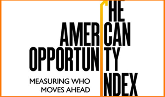 American Opportunity Index Measuring Who Moves Ahead Text on White Background.  