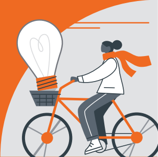 Illustration of a woman riding a bicycle