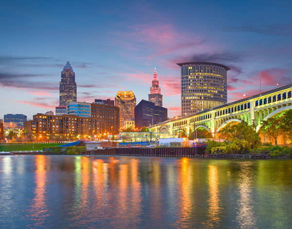 Cleveland, Ohio at twilight