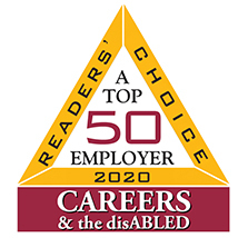 Top 50 Employers, CAREERS & the disABLED Magazine 2020 badge