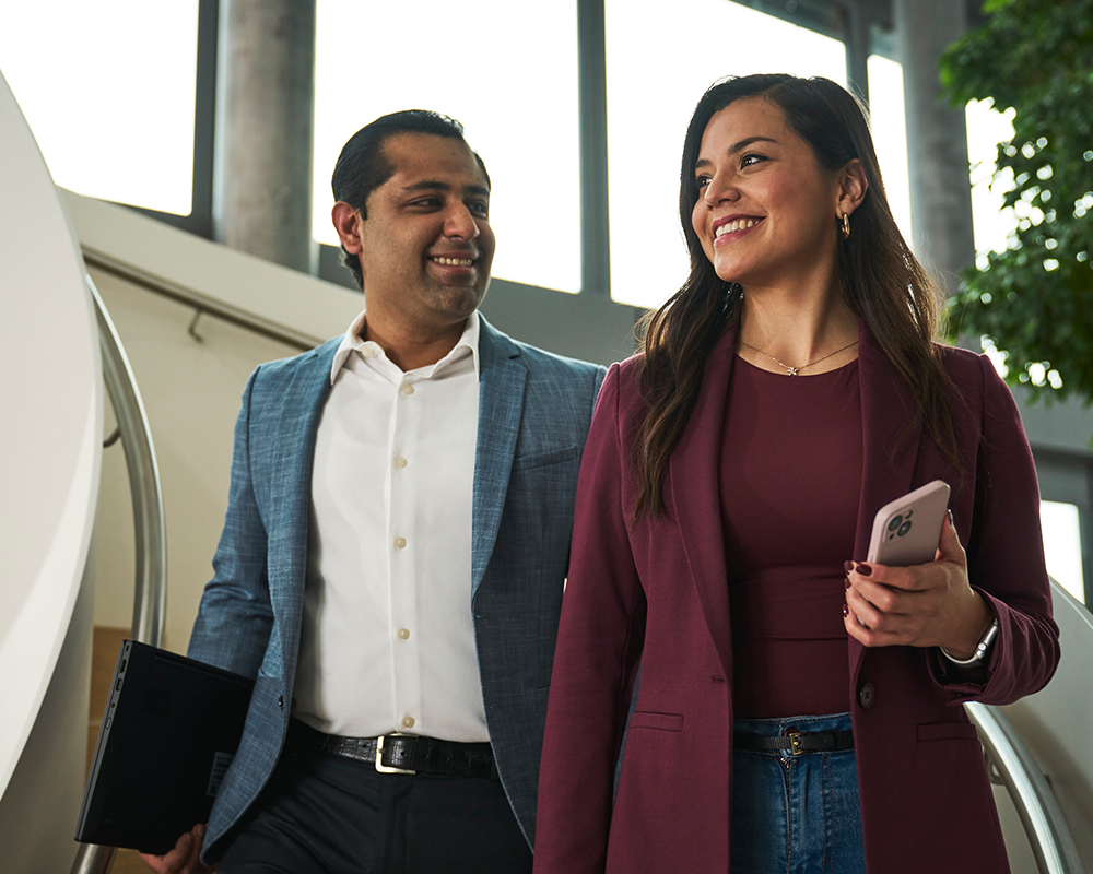 Experts walking trough the office