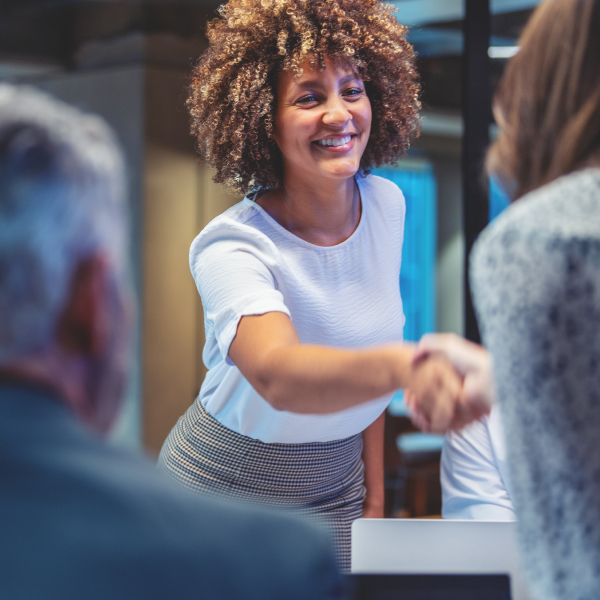 Business people shaking hands in a meeting