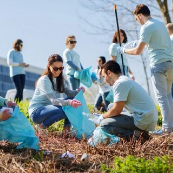 Volunteers picking up rubbish