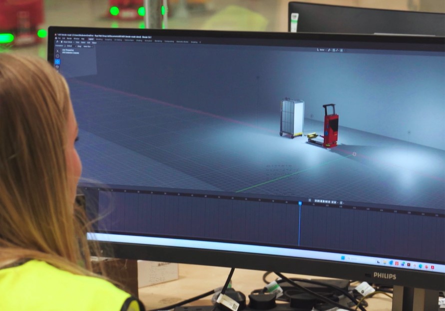 Design engineer working on computer