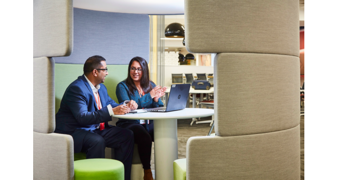 two people have a meeting
