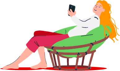 PFWwomansittingonchaironphone